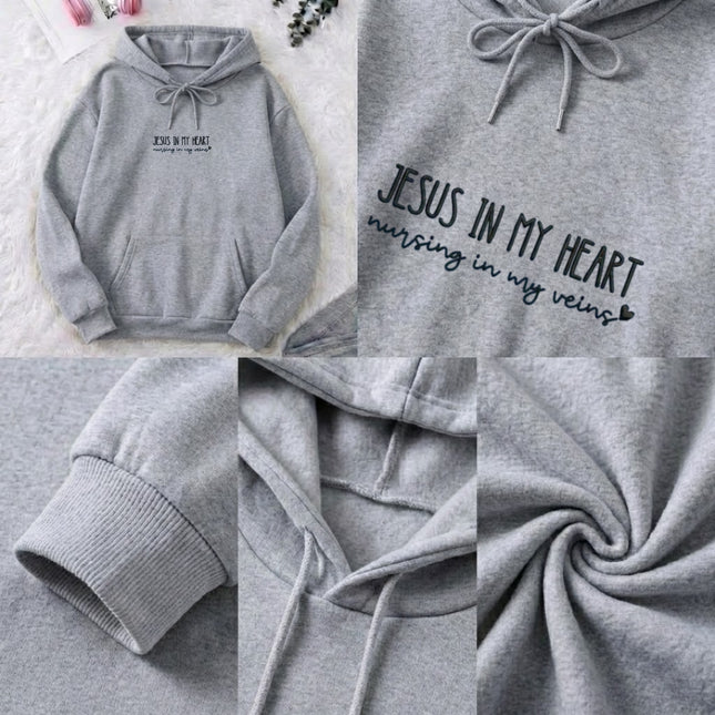 Jesus In My Heart Embroidered Hoodie