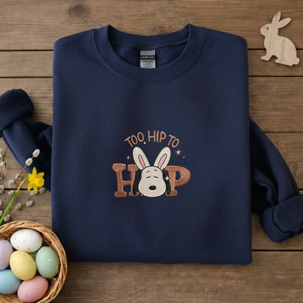 Too hip to hop Easter Embroidered Sweatshirt