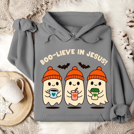 Boo-live in Jesus Cute Ghost Gildan Hoodie