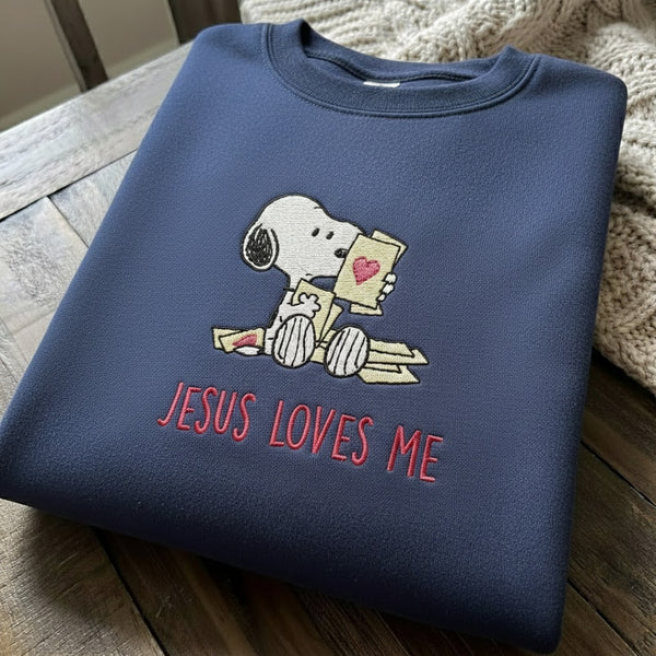 Jesus Loves Me Embroidered Sweatshirt