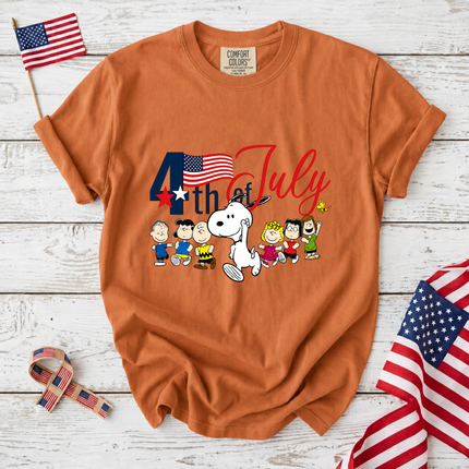 Comfort Colors 4th of July Patriotic Snoopy Friends Parade T-Shirt