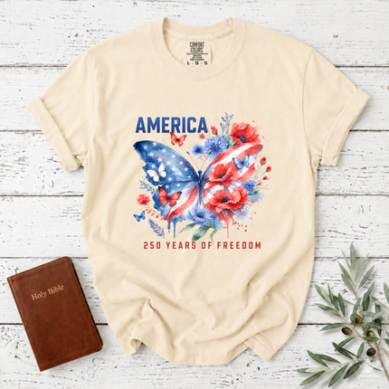 Comfort Colors America 250 Years Of Freedom Watercolor Butterfly T-Shirt