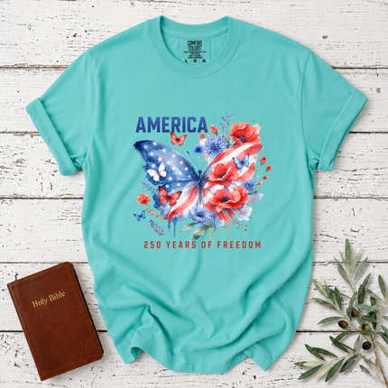 Comfort Colors America 250 Years Of Freedom Watercolor Butterfly T-Shirt