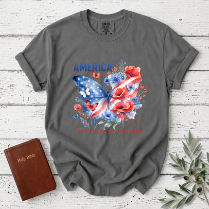Comfort Colors America 250 Years Of Freedom Watercolor Butterfly T-Shirt
