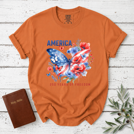 Comfort Colors America 250 Years Of Freedom Watercolor Butterfly T-Shirt