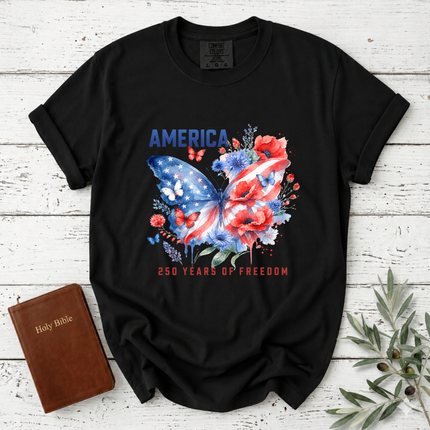 Comfort Colors America 250 Years Of Freedom Watercolor Butterfly T-Shirt