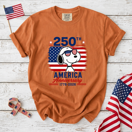 Comfort Colors 250th America Anniversary Patriotic Snoopy Sunglasses T-Shirt