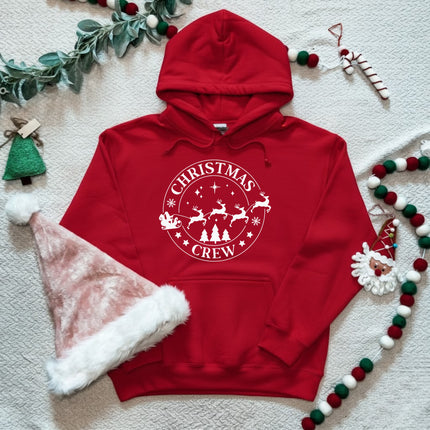 Christmas Crew Santa's Reindeer Sleigh Christmas Hoodie for Kids
