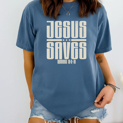 Comfort Colors “Jesus Saves” Christian Graphic T-Shirt