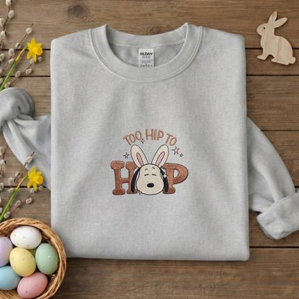Too hip to hop Easter Embroidered Sweatshirt
