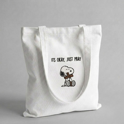 It's Okay Just Pray Embroidered Tote Bag