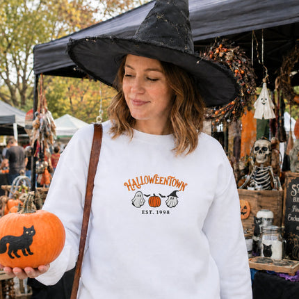 Spooky Halloween Town Embroidered Sweatshirt