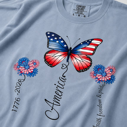 Comfort Colors America 250th Anniversary Patriotic Butterfly T-Shirt