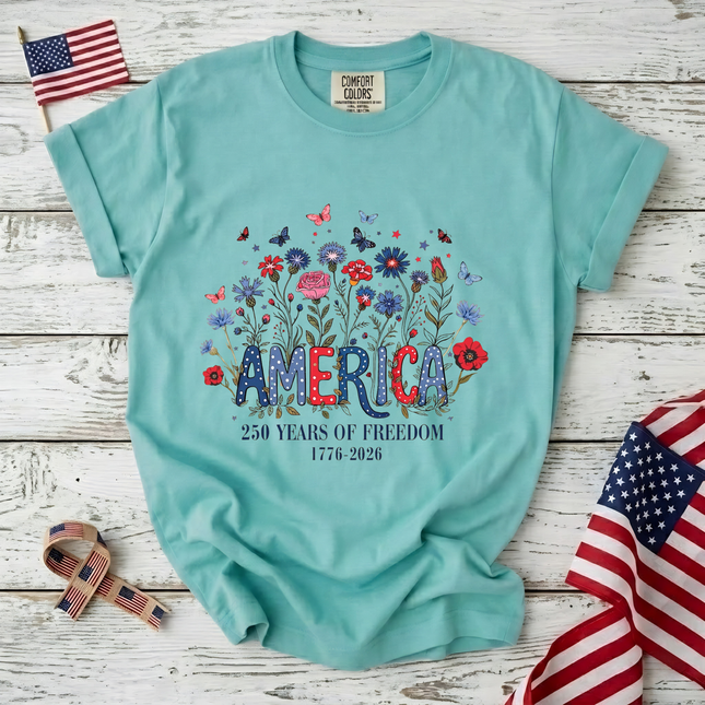 Comfort Colors America 250 Years Of Freedom Floral T-Shirt