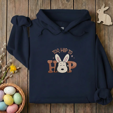 Too hip to hop Easter Embroidered Hoodie