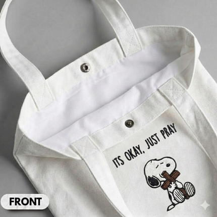 It's Okay Just Pray Embroidered Tote Bag