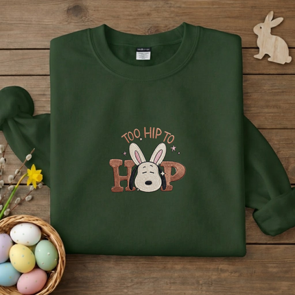 Too hip to hop Easter Embroidered Sweatshirt