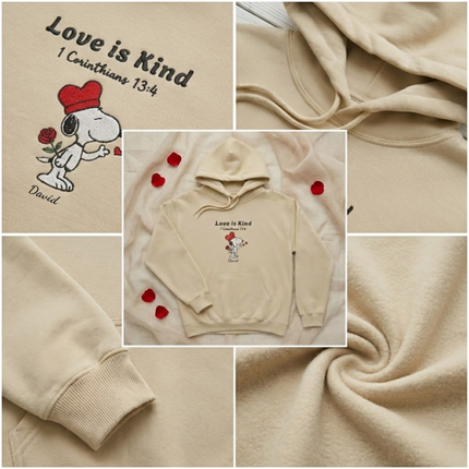Love Is Kind - Snoopy - Embroidered Hoodie