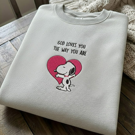 God Loves You The Way You Are Embroidered Sweatshirt