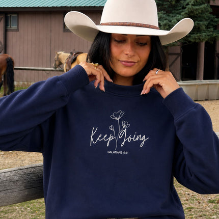 Keep Going Galatians 69 Embroidered Sweatshirt