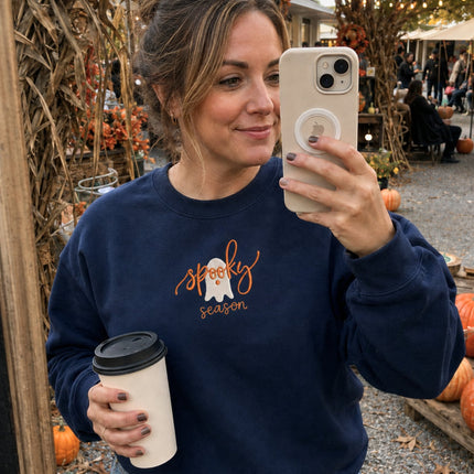 Halloween Spooky Season Embroidered Sweatshirt