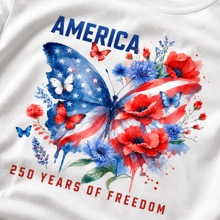 Comfort Colors America 250 Years Of Freedom Watercolor Butterfly T-Shirt