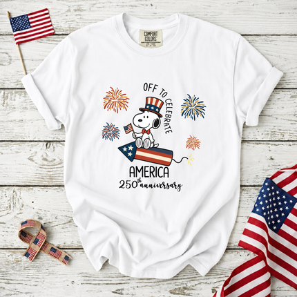 Comfort Colors Off To Celebrate America 250th Anniversary Fireworks T-Shirt