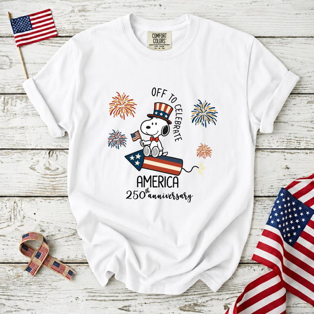 Comfort Colors Off To Celebrate America 250th Anniversary Fireworks T-Shirt