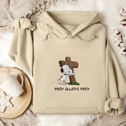Pray Always Pray Gildan Embroidered Hoodie