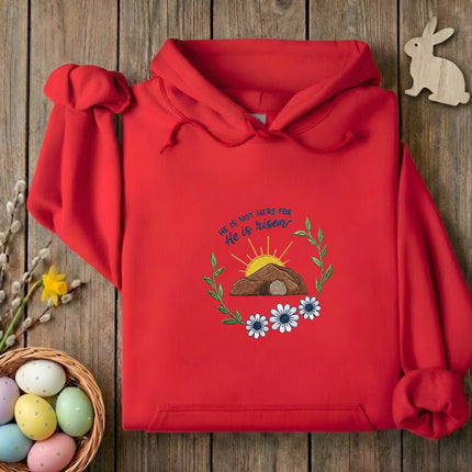 He is Risen Easter Embroidered Hoodie