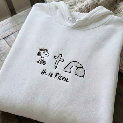 He Is Risen Embroidered Hoodie