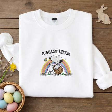 Prayers Bring Rainbows Easter Embroidered Sweatshirt