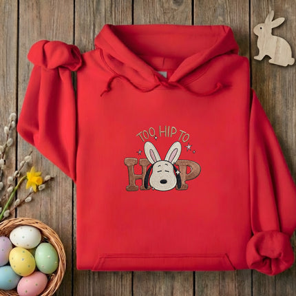 Too hip to hop Easter Embroidered Hoodie
