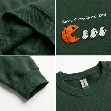 Chomp Chomp Boo Halloween Embroidered Sweatshirt