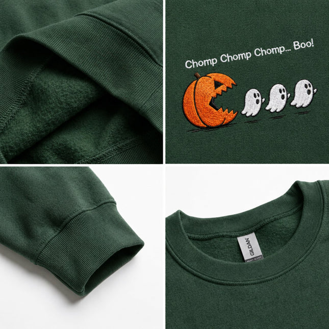 Chomp Chomp Boo Halloween Embroidered Sweatshirt