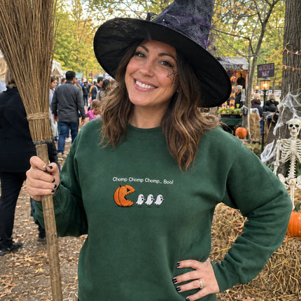 Chomp Chomp Boo Halloween Embroidered Sweatshirt