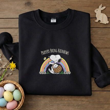 Prayers Bring Rainbows Easter Embroidered Sweatshirt