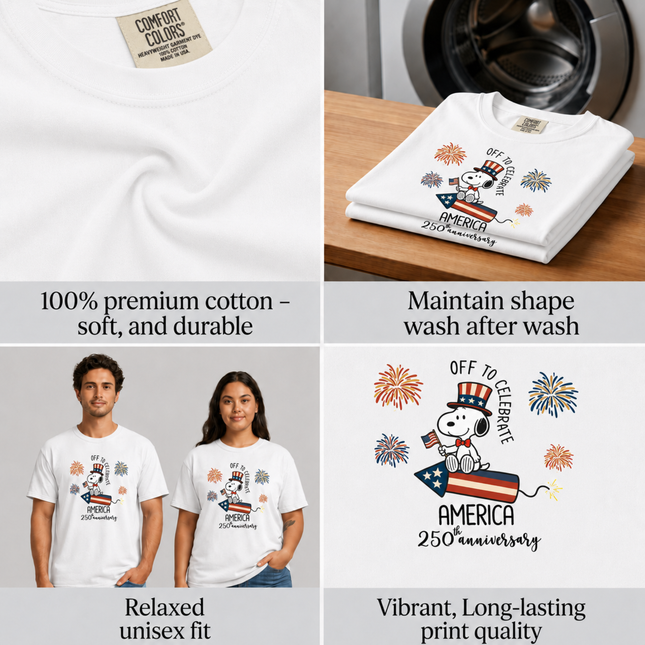 Comfort Colors Off To Celebrate America 250th Anniversary Fireworks T-Shirt