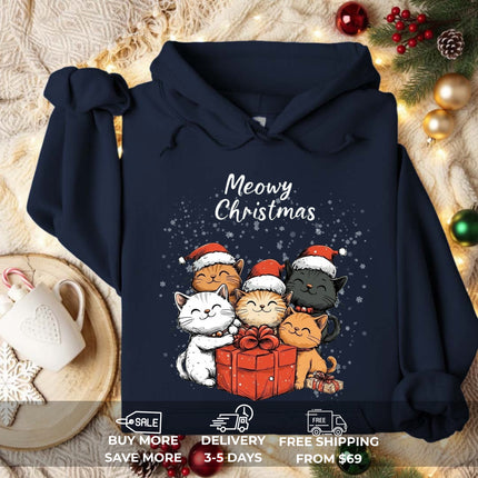 Meowy Christmas Cat Christmas Hoodie