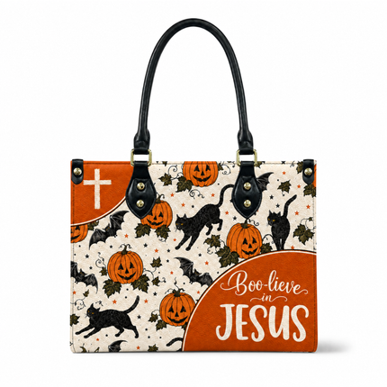 Boo-lieve in Jesus Halloween Leather Handbag