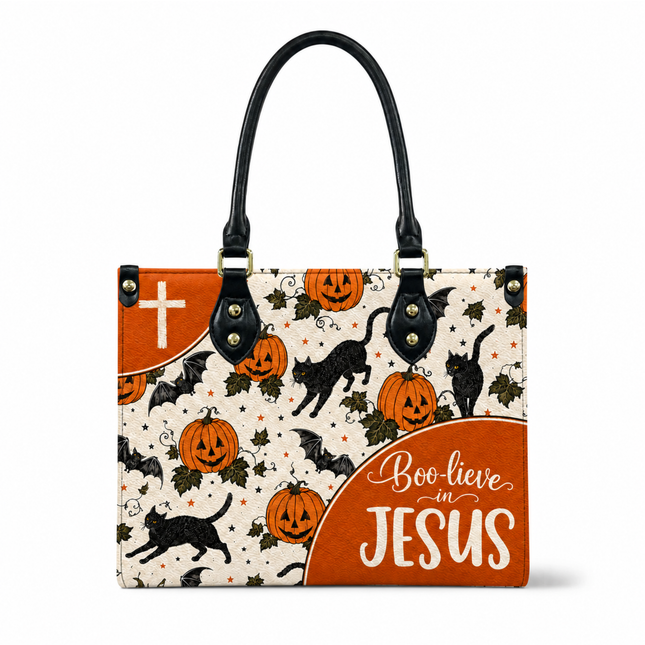 Boo-lieve in Jesus Halloween Leather Handbag