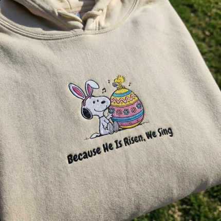 He is Risen We Sing Embroidered Hoodie