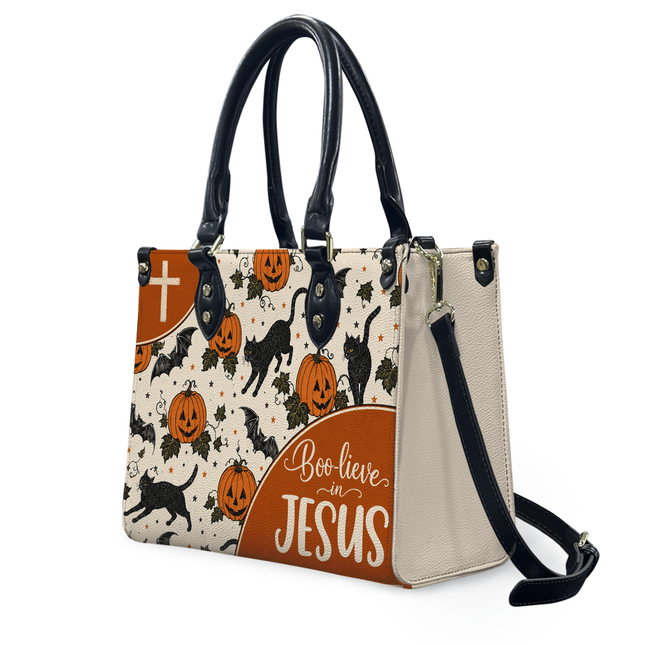 Boo-lieve in Jesus Halloween Leather Handbag