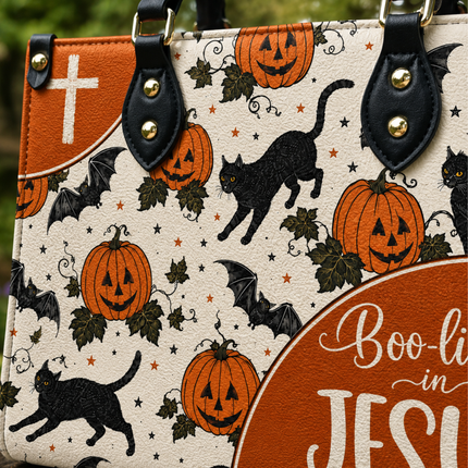 Boo-lieve in Jesus Halloween Leather Handbag