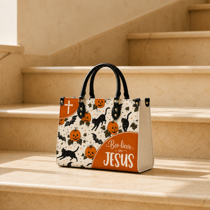 Boo-lieve in Jesus Halloween Leather Handbag