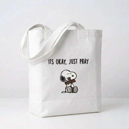 It's Okay Just Pray Embroidered Tote Bag