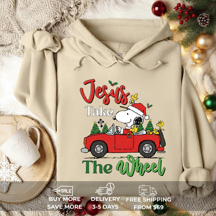 Jesus Takes The Wheel Snoopy Hoodie