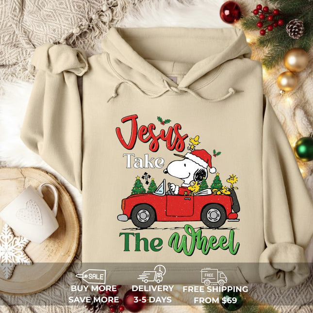 Jesus Takes The Wheel Snoopy Hoodie
