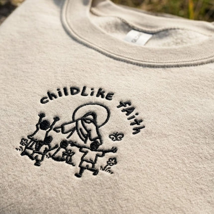 Childlike Faith Jesus Embroidered Sweatshirt