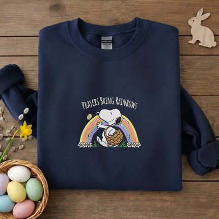 Prayers Bring Rainbows Easter Embroidered Sweatshirt